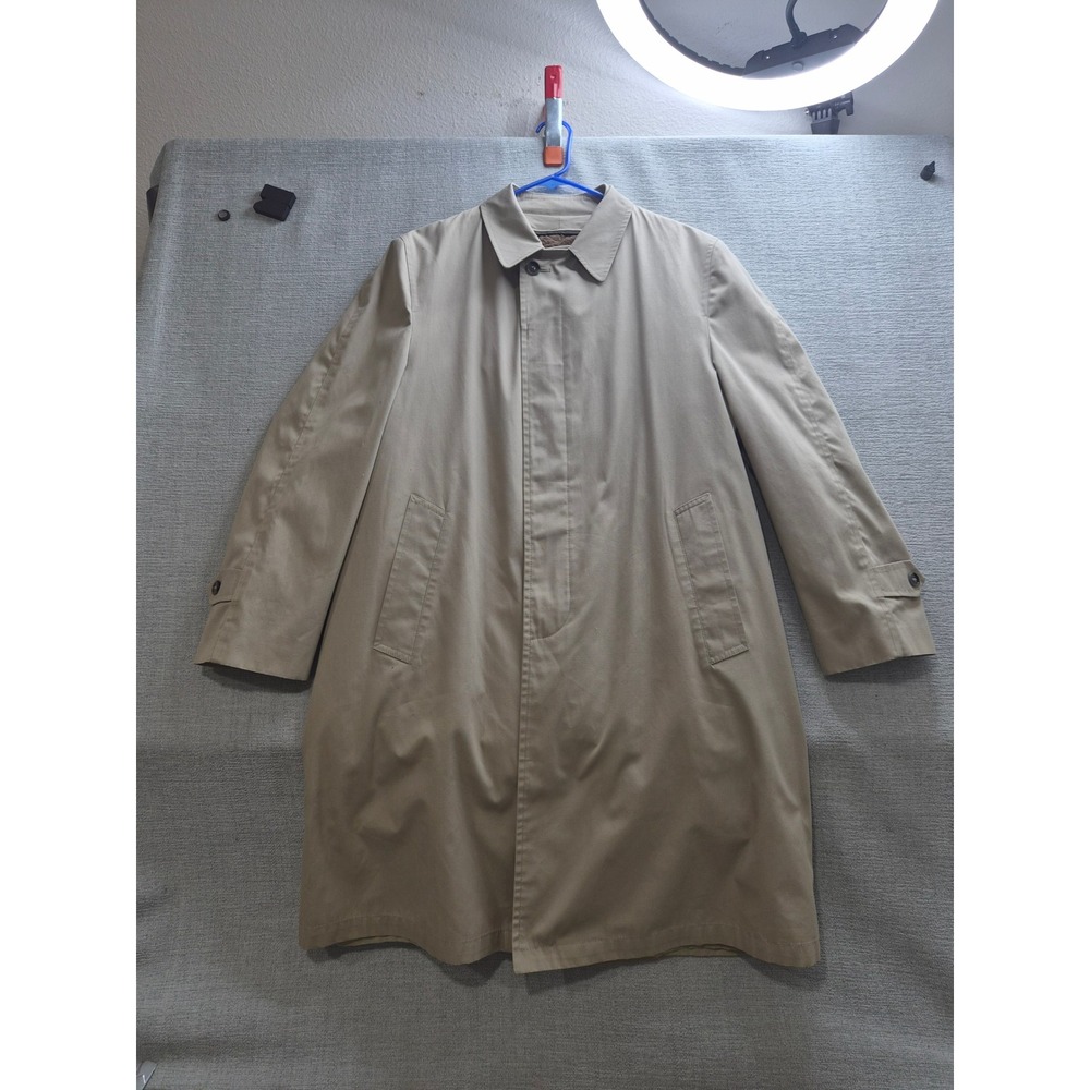Vintage Kuppenheimer Overcoat Mens 40 Beige Fleece Lined Winter Wear Back Slit
